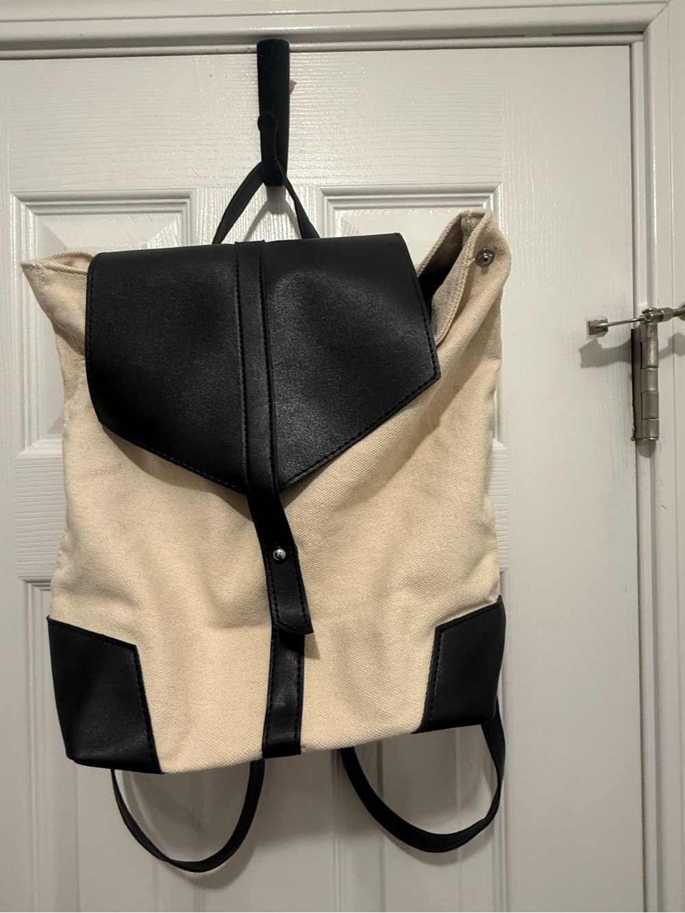 DEUX LUX Black & Cream Canvas Backpack. NWOT